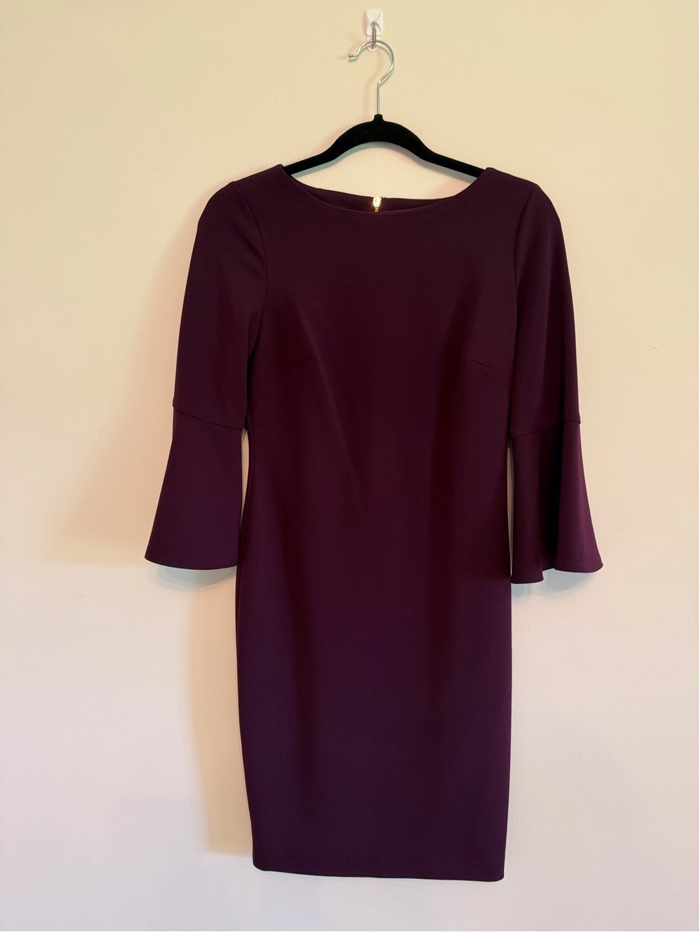 Calvin Klein Plum Bell-Sleeve Sheath Midi Dress